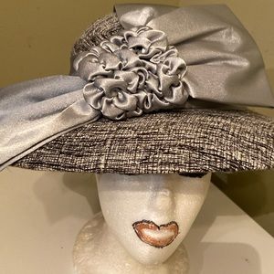 Beautiful Black & Silver Church Dress Hat by Faith